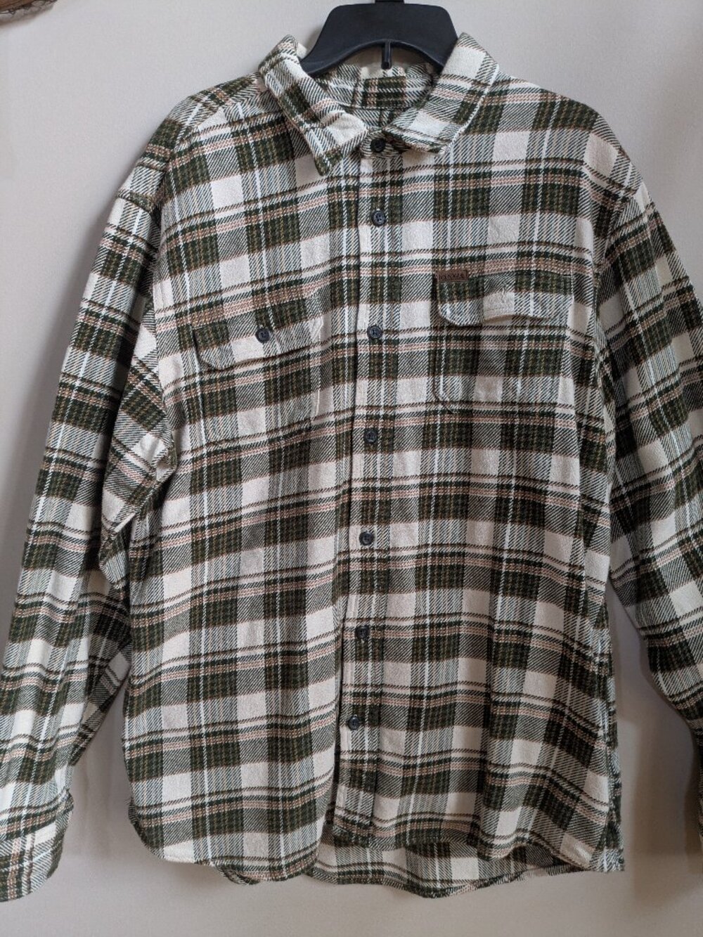 Orvis shirt men xl brown plaid workwear shacket chore pockets #287